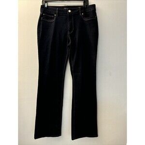white black blue jeans womens boot leg 12R. Stretch